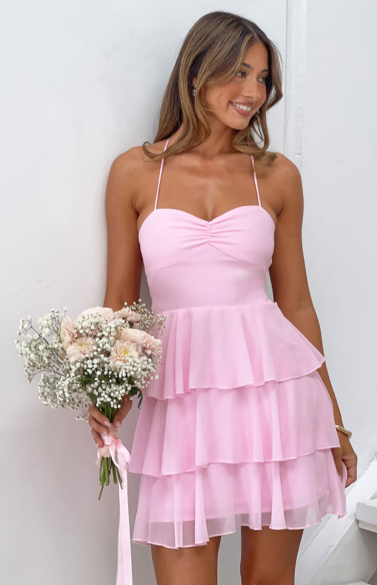 Minivestido rosa con volantes Georgie - PRE-ORDEN