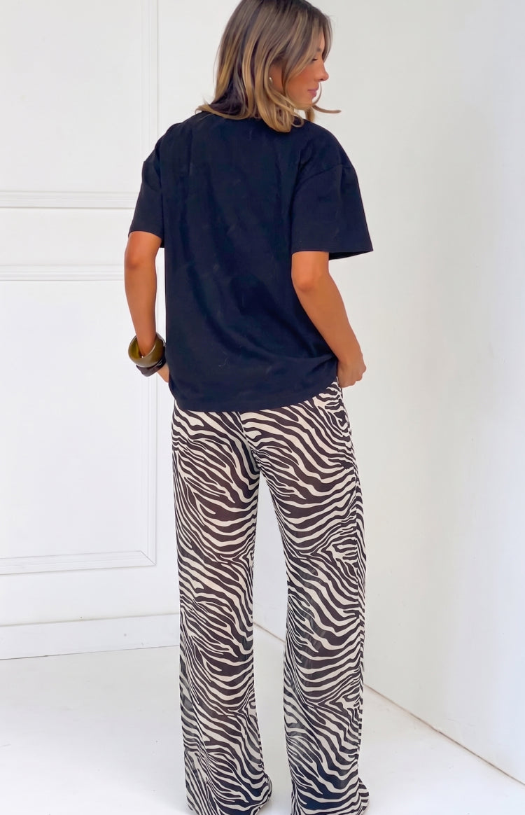 Pantalones negros transparentes con estampado de cebra Joplin - PRE-ORDEN