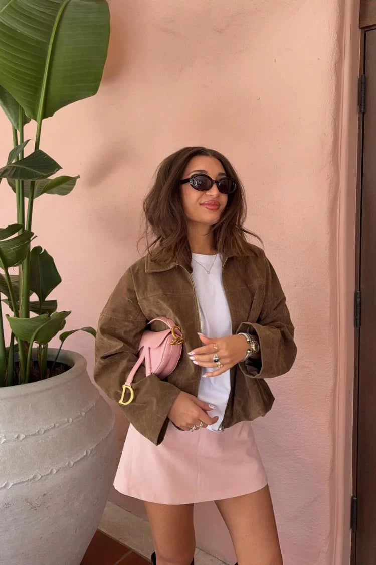 Chaqueta bomber con bajo abombado «River Brown»