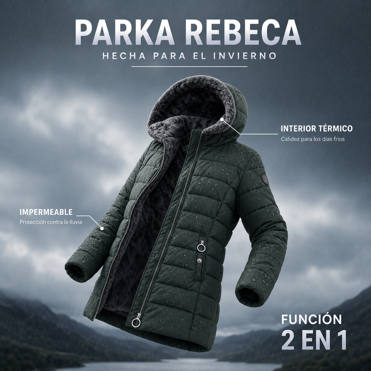 PARKA REBECA | ACOLCHADA  IMPERMEABLE Y CON INTERIOR TERMICO