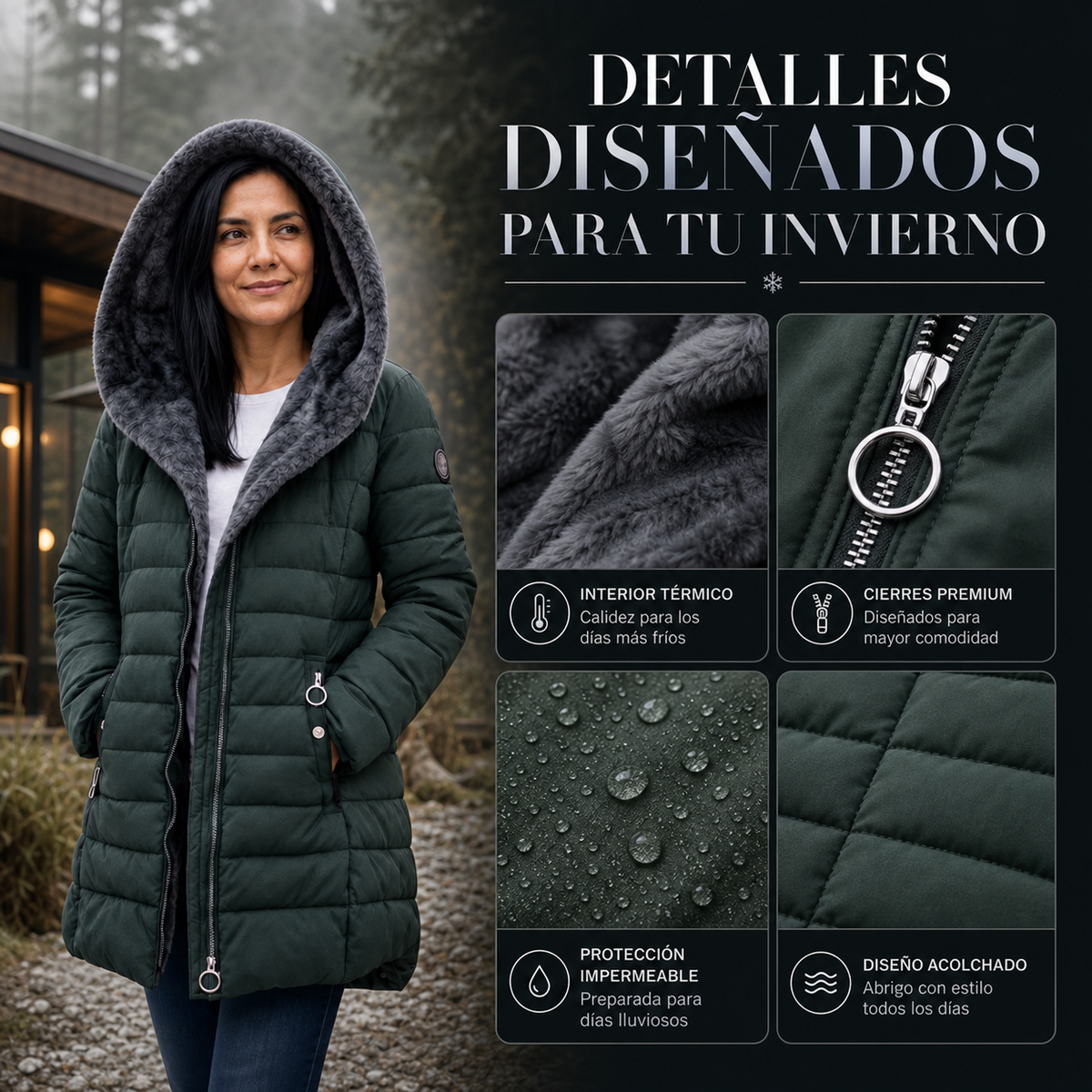 PARKA REBECA | ACOLCHADA  IMPERMEABLE Y CON INTERIOR TERMICO
