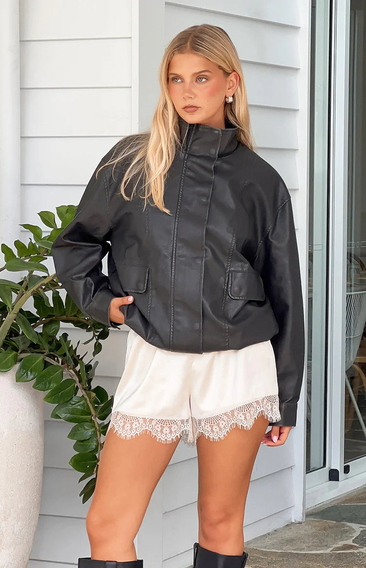 Chaqueta con cuello en embudo «Blakely Negro»