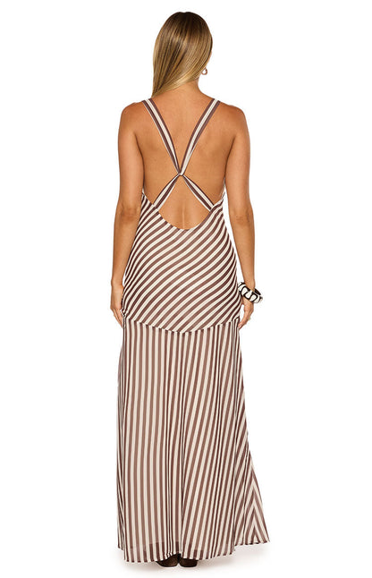 Vestido largo de rayas marrones Cornell