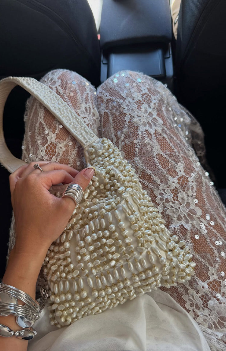 Pantalones transparentes de encaje con lentejuelas blancas Dani