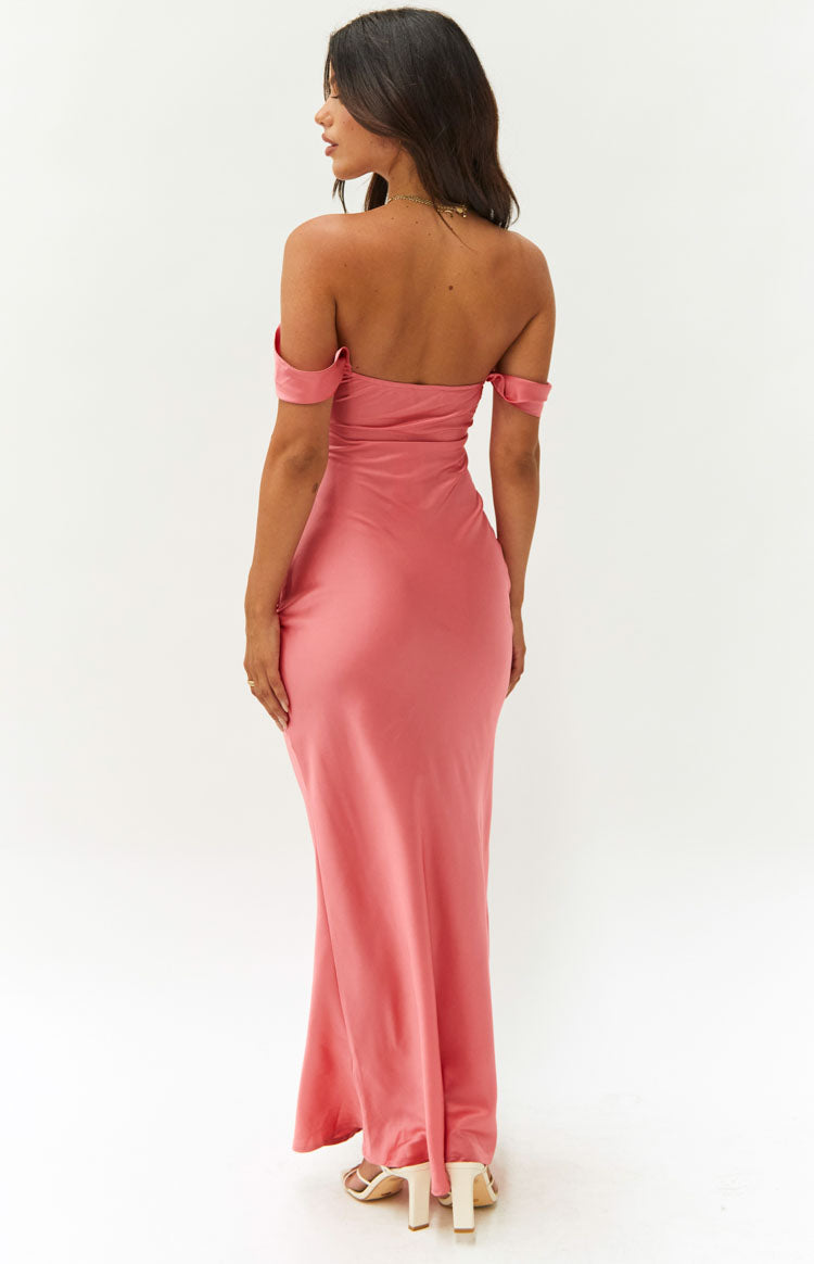 Vestido formal rosa con hombros descubiertos Ella