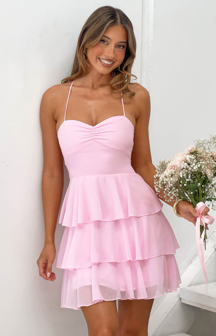 Minivestido rosa con volantes Georgie - PRE-ORDEN