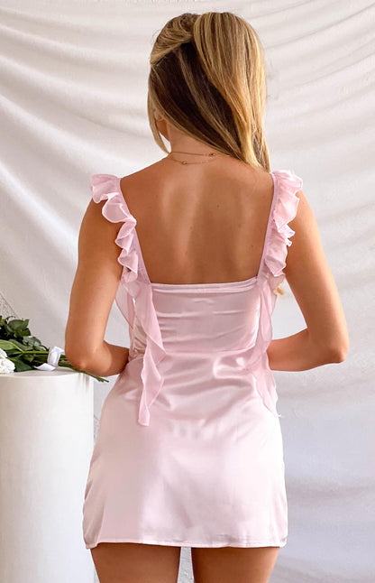 Minivestido de satén rosa Joyce