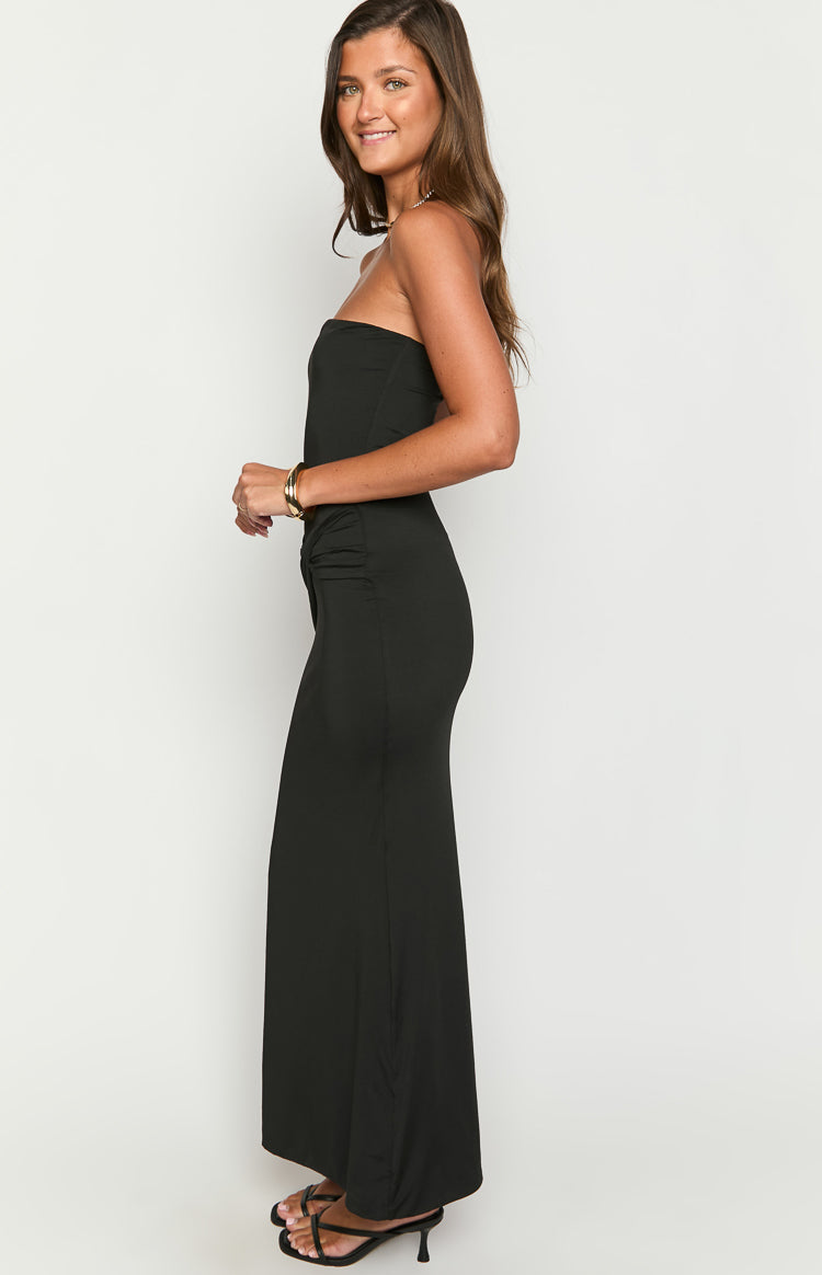 Vestido largo negro sin tirantes Matilda