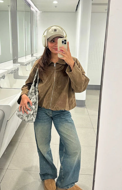 Chaqueta bomber con bajo abombado  «River Brown»