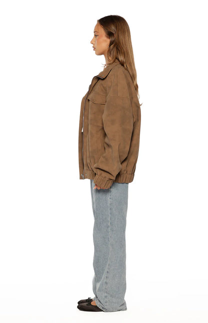 Chaqueta oversize con cuello de embudo «Sapna Brown»
