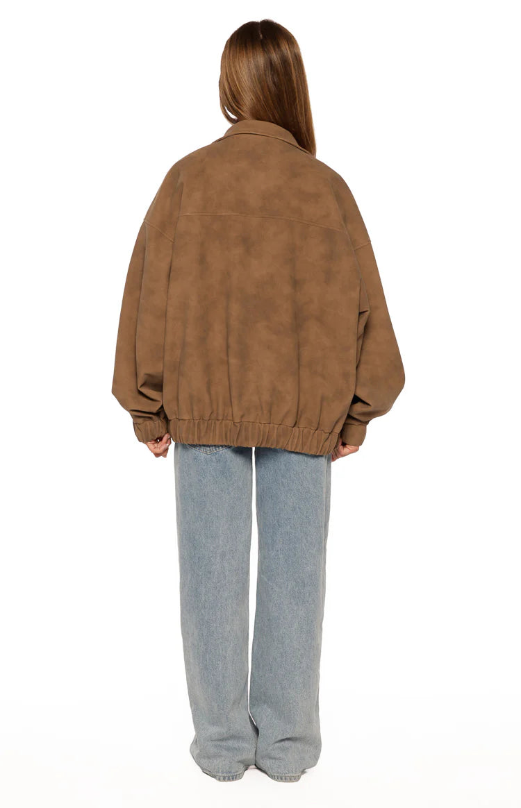 Chaqueta oversize con cuello de embudo «Sapna Brown»
