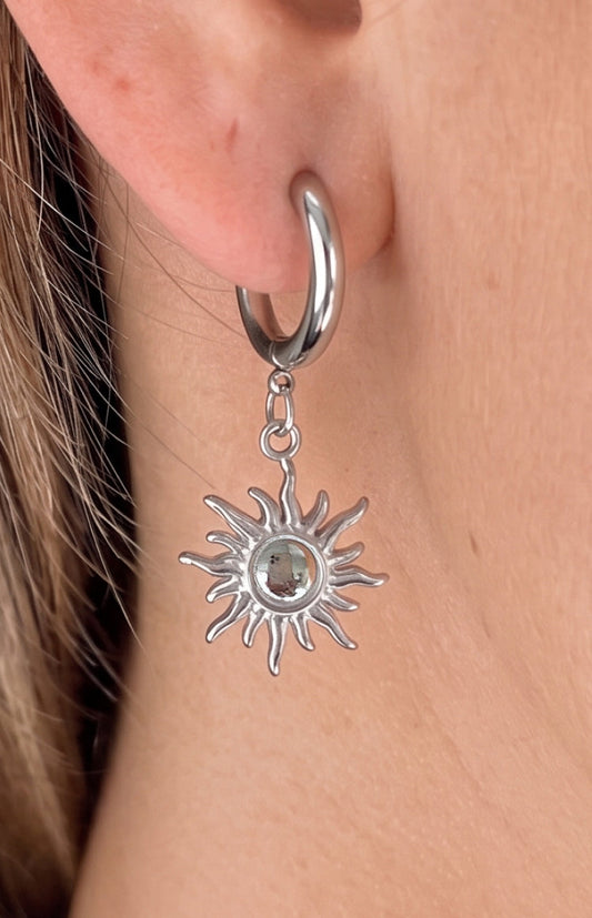 Pendientes de aro de acero inoxidable en oro y plata Stellar Sway
