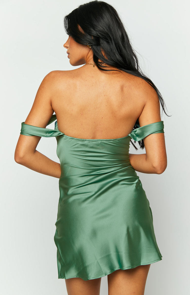 Minivestido verde con hombros descubiertos Zoella