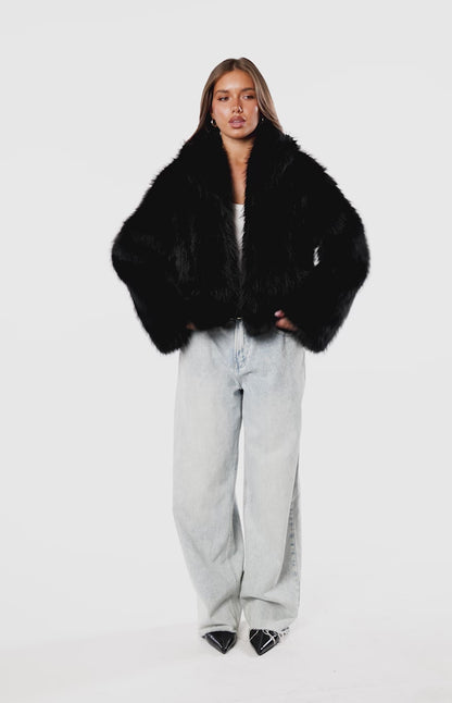 Chaqueta de piel sintética negra «It Girl»