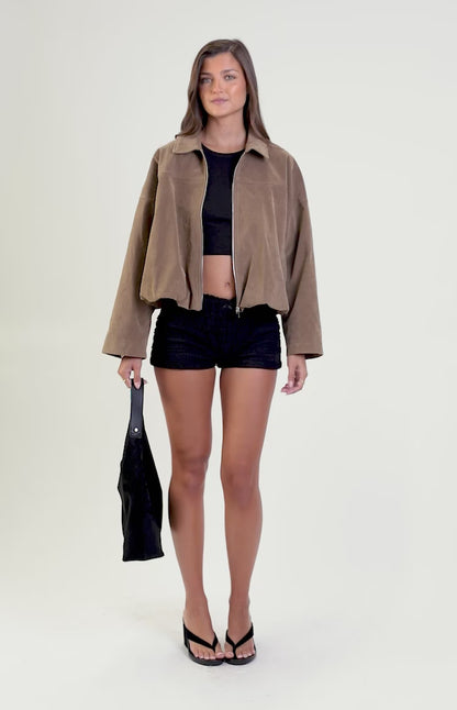Chaqueta bomber con bajo abombado  «River Brown»